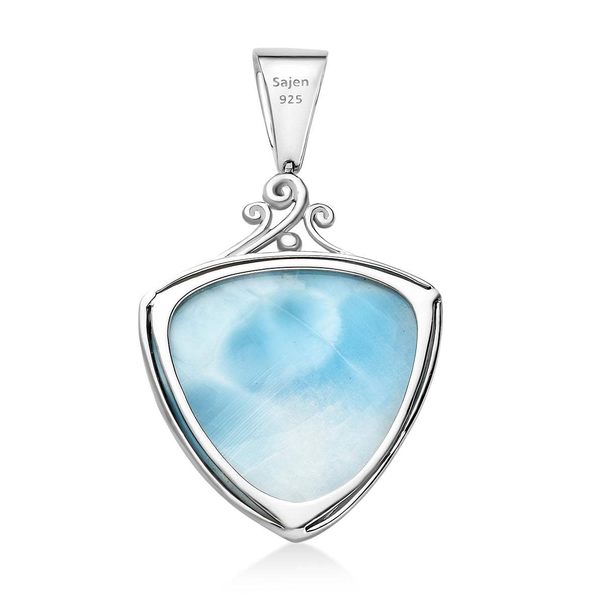 Sajen Silber - Larimar, Schweizer Blauer Quarz Anhänger 925 Silber rhodiniert ca. 23.72 ct