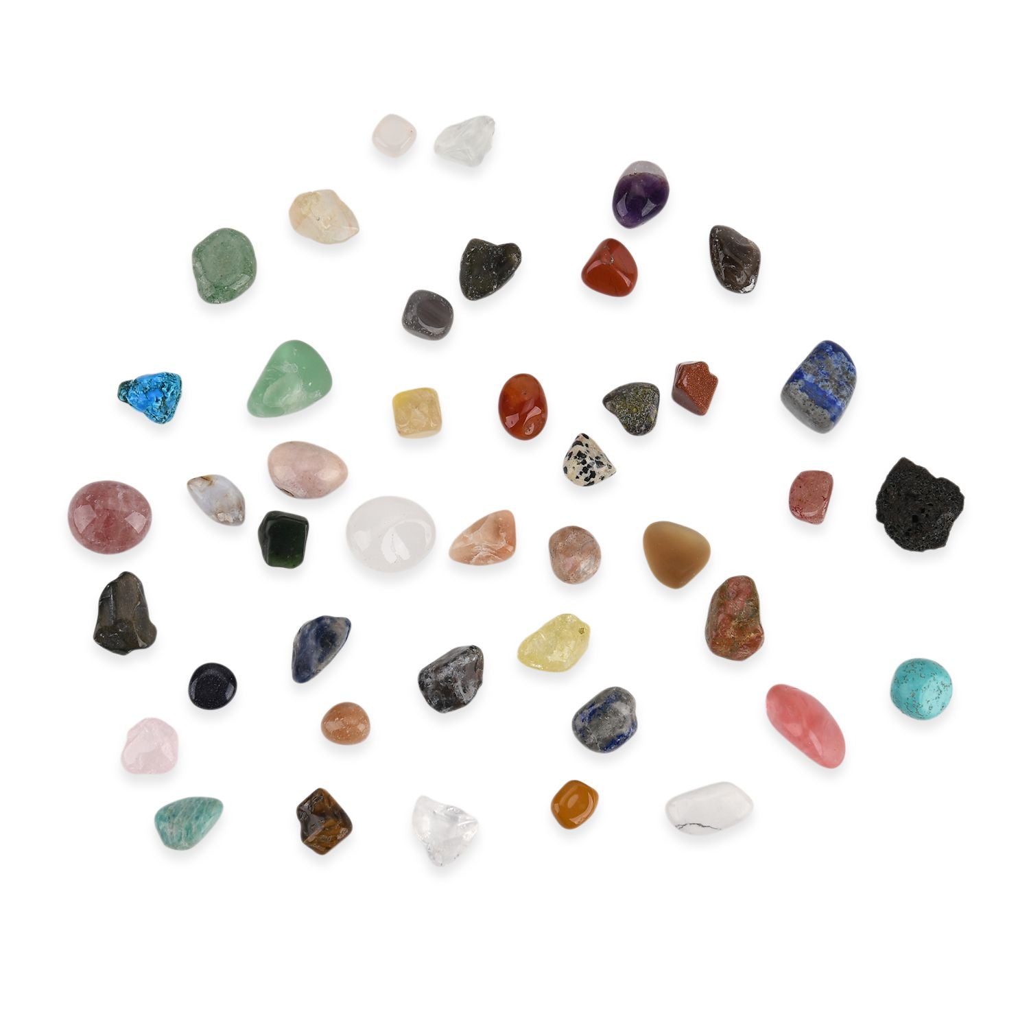 LIVMORE Mineralien Sammlung Set 45 teilig mit Bergkristall und Lupe, Mehrfarbig