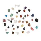 LIVMORE Mineralien Sammlung Set 45 teilig mit Bergkristall und Lupe, Mehrfarbig