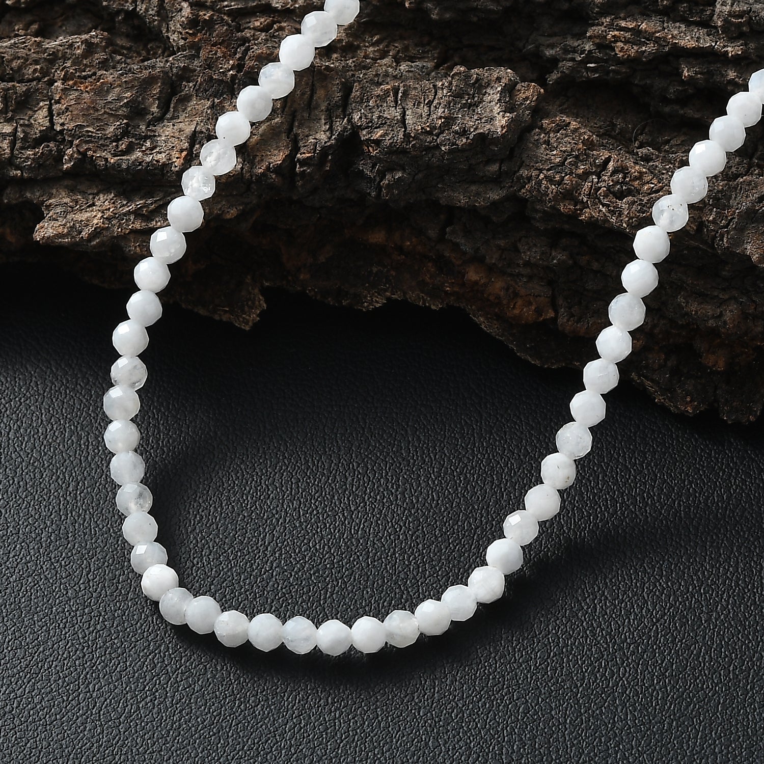 D'Joy Weißer Mondstein Halskette ca. 45 cm + 5 cm Extender, 925 Silber rhodiniert ca. 30.00 ct