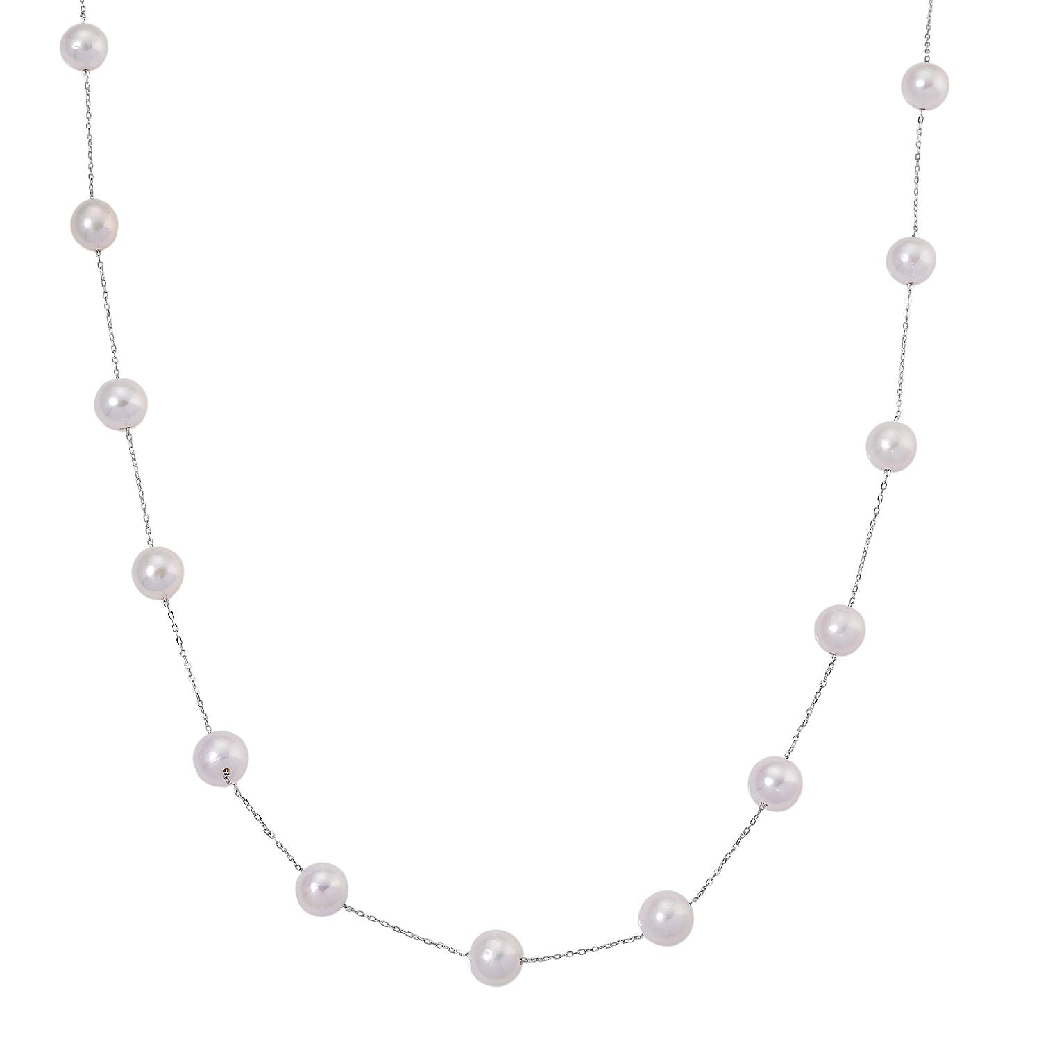D'Joy AAA Weiße Edison Perle (9-10 mm) Halskette ca. 50 cm 925 Silber rhodiniert