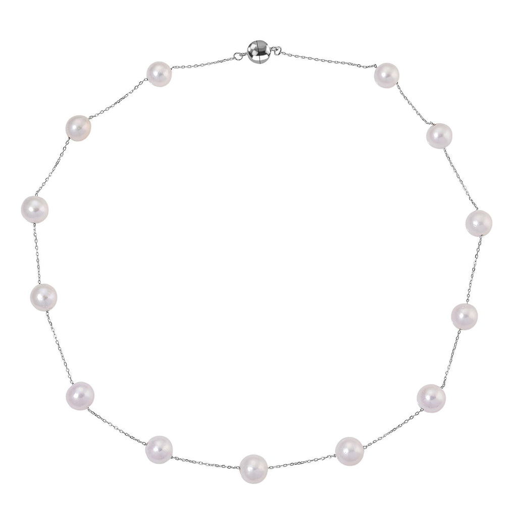 D'Joy AAA Weiße Edison Perle (9-10 mm) Halskette ca. 50 cm 925 Silber rhodiniert