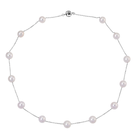 D'Joy AAA Weiße Edison Perle (9-10 mm) Halskette ca. 50 cm 925 Silber rhodiniert