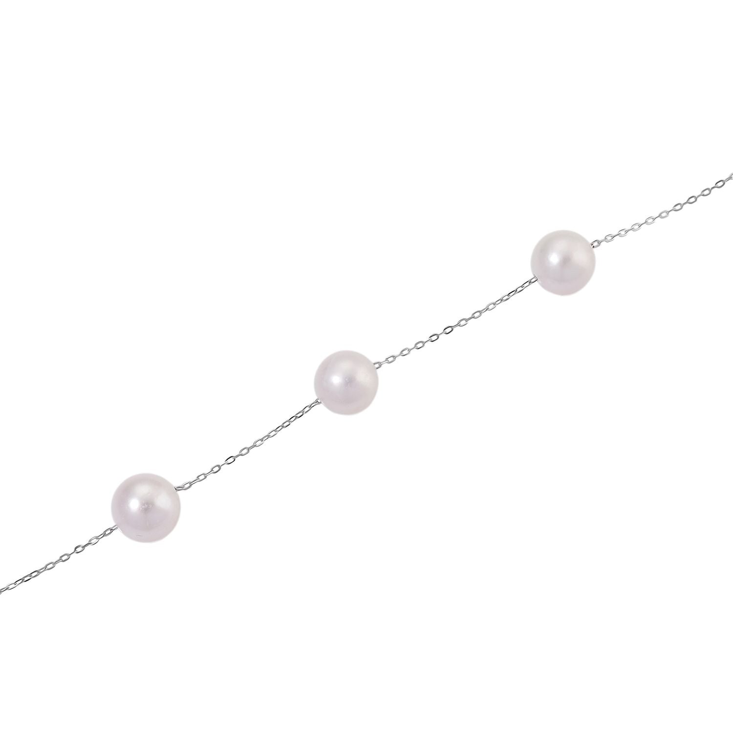 D'Joy AAA Weiße Edison Perle (9-10 mm) Halskette ca. 50 cm 925 Silber rhodiniert