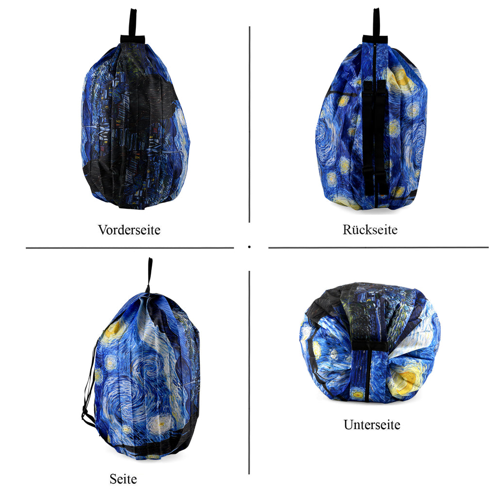 Faltbare Einkaufstasche mit Reißverschlussfach 50 x 70 cm Blau Himmelmotiv
