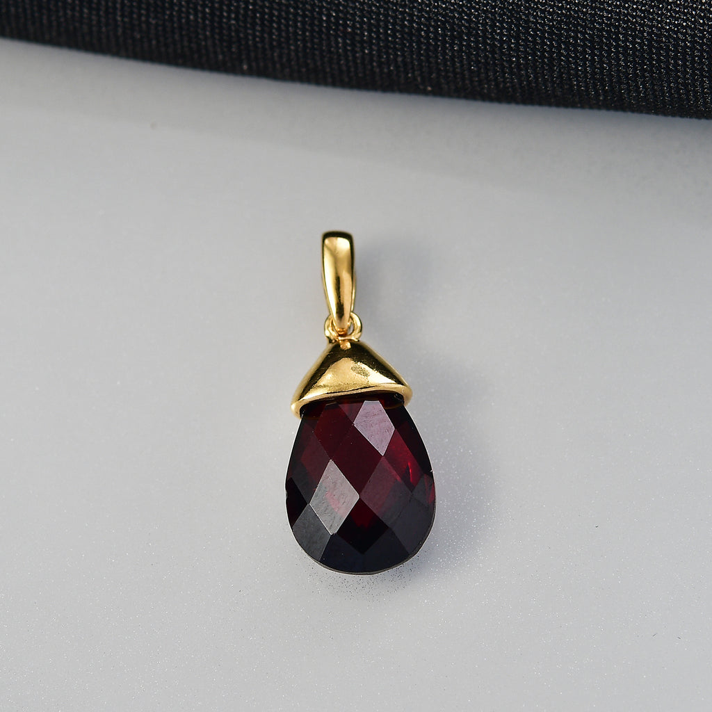D'Joy AA Mosambik Granat Anhänger 925 Silber Gelbes Gold ca. 5.00 ct