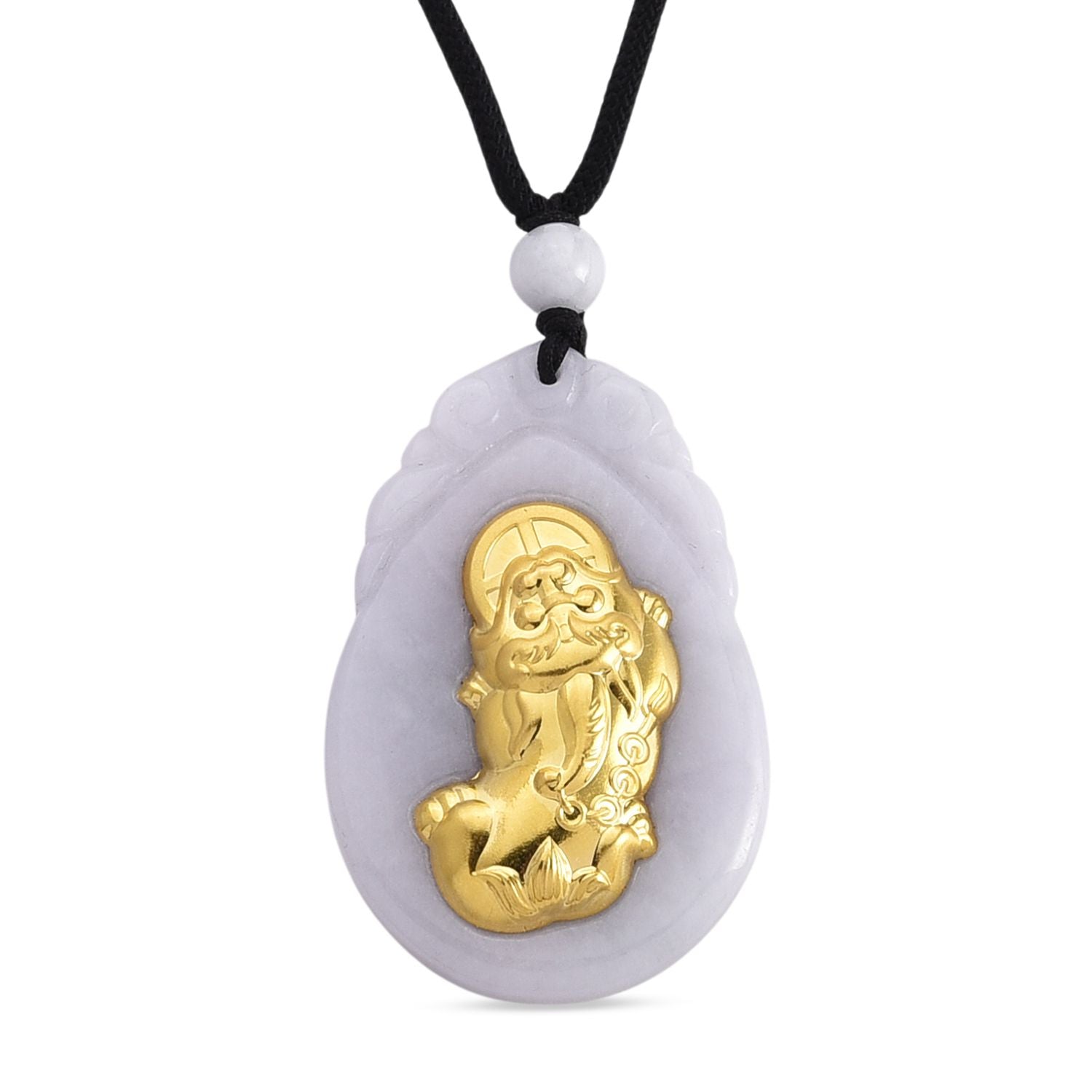 Weiße Jade Halskette Flexibles (ca. 70 cm) 999 Gelb Gold ca. 85,00 ct.