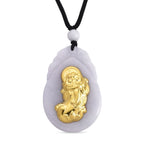 Weiße Jade Halskette Flexibles (ca. 70 cm) 999 Gelb Gold ca. 85,00 ct.