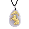 Flexible weiße Jade 70cm Halskette in 999 Gelbgold - 85 ct.