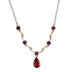EVER TRUE Mosambik Granat Halskette ca. 50 cm Edelstahl Zweifarbige Beschichtung ca. 1,76 ct.