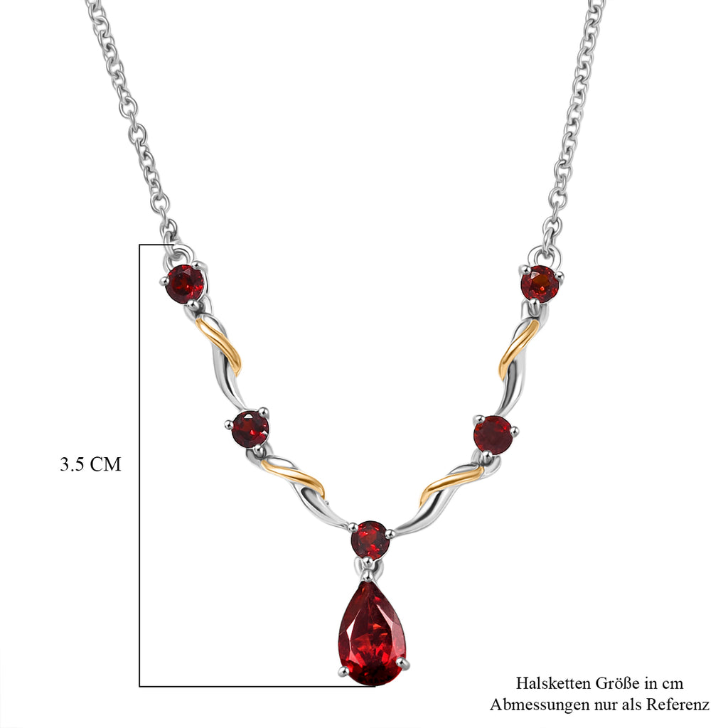 EVER TRUE Mosambik Granat Halskette ca. 50 cm Edelstahl Zweifarbige Beschichtung ca. 1,76 ct.
