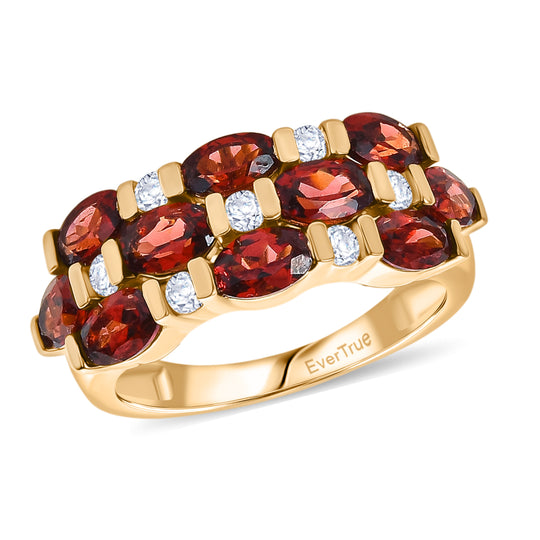 EVER TRUE Mosambik Granat, Weißer Zirkon Ring Nickelfreies Messing (Größe 18.00) ca. 3.35 ct