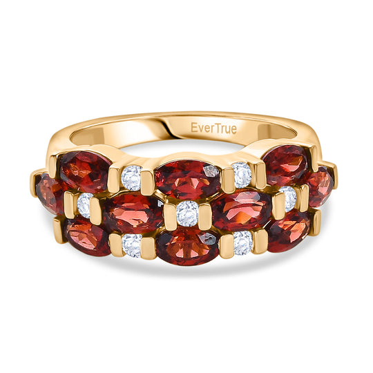 EVER TRUE Mosambik Granat, Weißer Zirkon Ring Nickelfreies Messing (Größe 18.00) ca. 3.35 ct