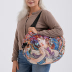 Faltbare Einkaufstasche mit Reißverschlussfach 50 x 70 cm Dunkelgrün Rosa Mädchenmotiv