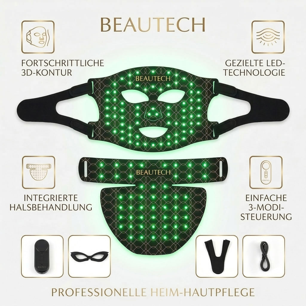 BEAUTECH Gesichts und Dekolleté maske, LED Lichttherapie, Schwarz