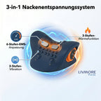 LIVMORE EMS-Nackenmassagegerät mit Fernbedienung, 6 Intensitätsstufen, 1500 mAh Akku, Dunkelblau