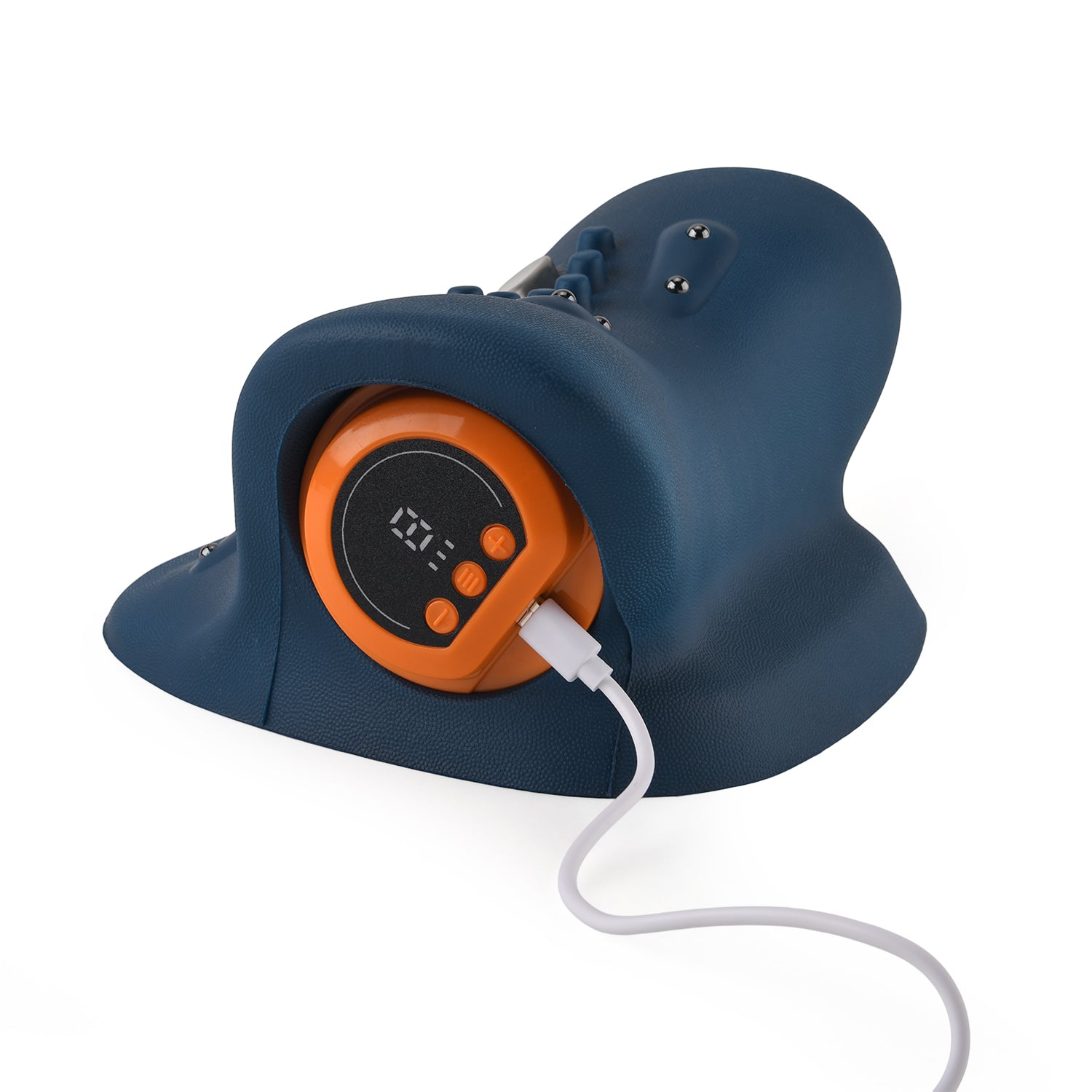 LIVMORE EMS-Nackenmassagegerät mit Fernbedienung, 6 Intensitätsstufen, 1500 mAh Akku, Dunkelblau
