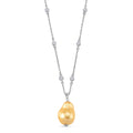 EVER TRUE Goldene Muschelkernperle (18-20mm), Weißer Zirkonia Halskette ca. 50 cm Nickelfreies Messing rhodiniert 0.91 ct