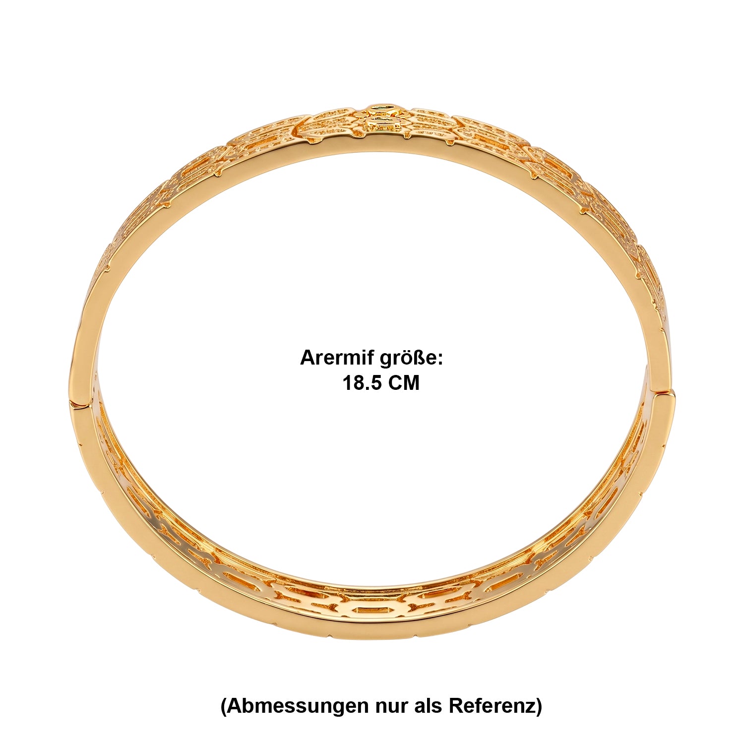 Weißer Zirkonia, Grüner Kristall Armreif ca. 18.5 cm Nickelfreies Messing