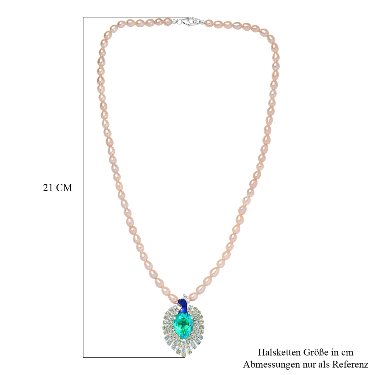 D'Joy Pfau Quarz Triplette, Perle (3.5-4 mm) Halskette ca. 45 cm 925 Silber rhodiniert