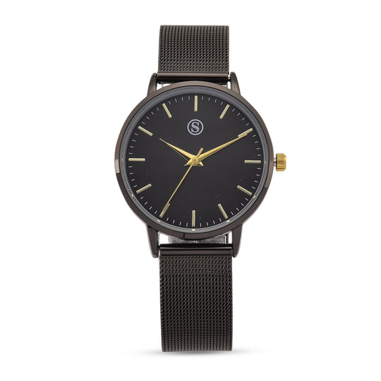 STRADA Armbanduhr, zweifarbiges Sonnenschliff Zifferblatt, goldfarben, 316L Edelstahl Mesharmband