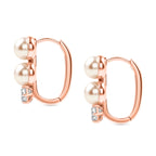 EVER TRUE Pfirsich-Süßwasser Perle (6-6.5 mm), Weißer Zirkonia Ohrringe Nickelfreies Messing, roséfarben