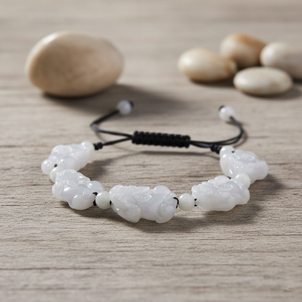 Weiße Jade Armband Flexibles (15.25- 23 cm) ca. 80,00 ct.