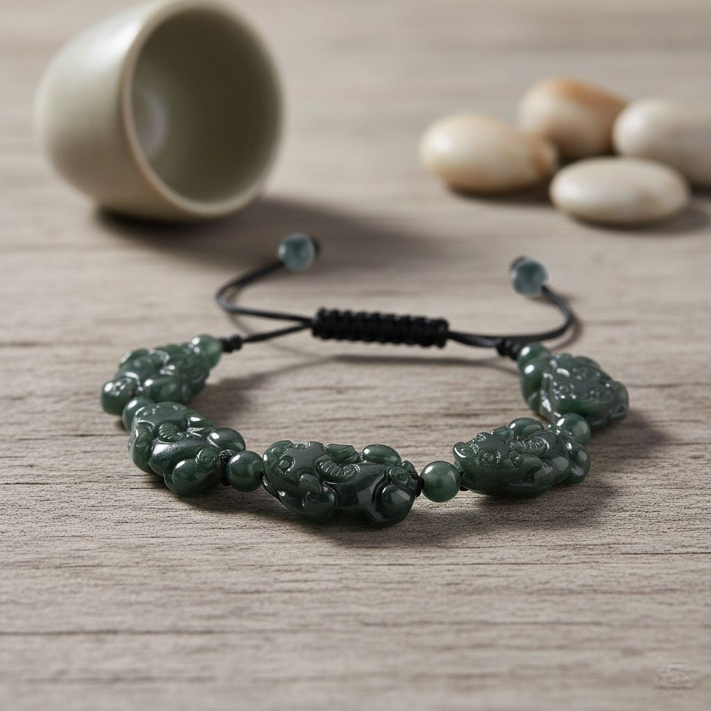 Olmek Jadeit Armband Flexibles (15.25- 23 cm) ca. 85,00 ct.