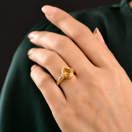 EVER TRUE Feuerflammen-Design - Sphaleros Quarz-Triplette, Weißer Zirkon Ring Nickelfreies Messing, goldfarben, (Größe 20.00) ca. 3.18 ct