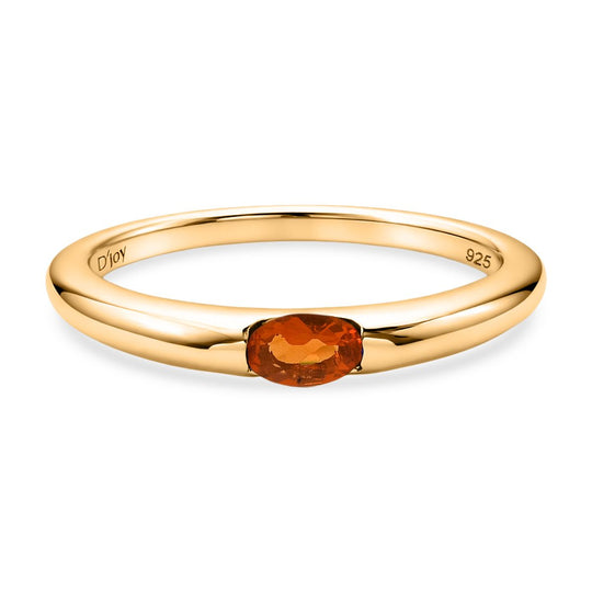 D'Joy AA Feueropal Ring 925 Silber 750 Gelb Vergoldet (Größe 21.00) ca. 0,15 ct