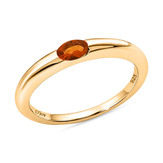 D'Joy AA Feueropal Ring 925 Silber 750 Gelb Vergoldet (Größe 21.00) ca. 0,15 ct