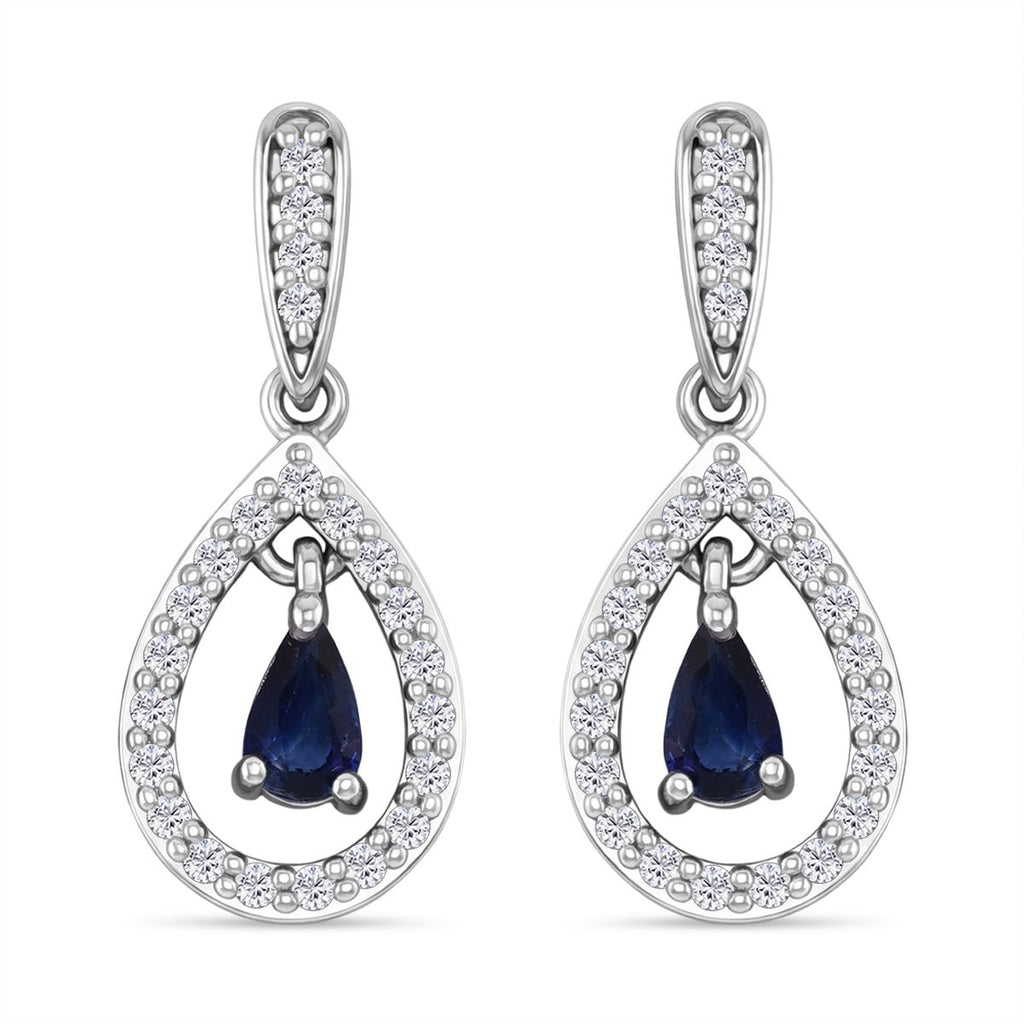 D'Joy AAA Ceylon-Saphir, Moissanit Ohrringe 925 Silber rhodiniert ca. 0.76 ct
