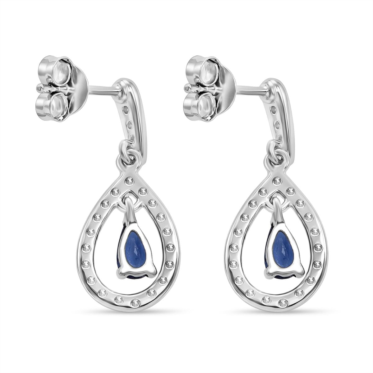 D'Joy AAA Ceylon-Saphir, Moissanit Ohrringe 925 Silber rhodiniert ca. 0.76 ct