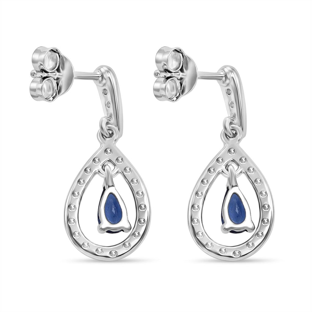 D'Joy AAA Ceylon-Saphir, Moissanit Ohrringe 925 Silber rhodiniert ca. 0.76 ct