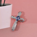 D'Joy Ceylon-Saphir, Weißer Zirkon Anhänger 925 Silber rhodiniert ca. 0.77 ct