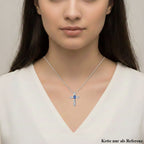 D'Joy Ceylon-Saphir, Weißer Zirkon Anhänger 925 Silber rhodiniert ca. 0.77 ct