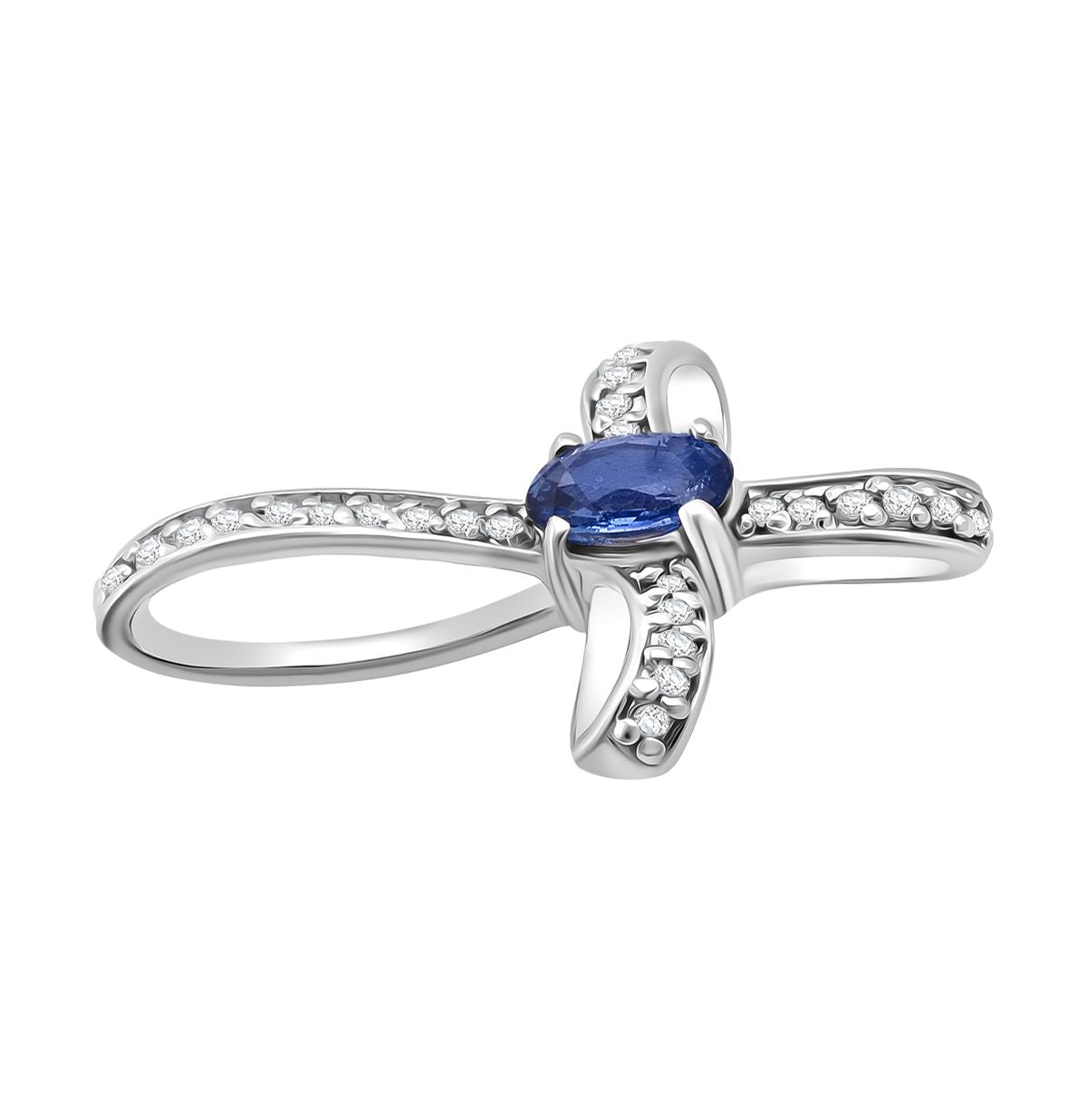 D'Joy Ceylon-Saphir, Weißer Zirkon Anhänger 925 Silber rhodiniert ca. 0.77 ct