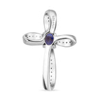 D'Joy Ceylon-Saphir, Weißer Zirkon Anhänger 925 Silber rhodiniert ca. 0.77 ct