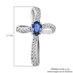 D'Joy Ceylon-Saphir, Weißer Zirkon Anhänger 925 Silber rhodiniert ca. 0.77 ct
