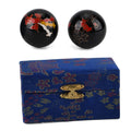 Meditationskugeln mit Cloisonné Emaille, Drachenmotiv, 4,7cm, Schwarz