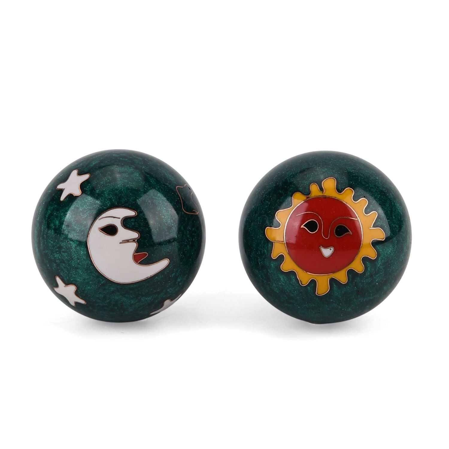 Meditationskugeln, Cloisonné Emaille, Eisen, 4.7 cm, Grün