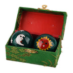 Meditationskugeln, Cloisonné Emaille, Eisen, 4.7 cm, Grün