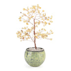 LIVMORE Edelsteinbaum mit 168 Citrin Perlen Keramikschale ca. 18 cm Gelb