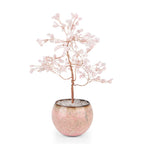 LIVMORE Edelsteinbaum mit 168 Rosenquarz Perlen Keramikschale ca. 18 cm Rosa