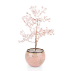 LIVMORE Edelsteinbaum mit 168 Rosenquarz Perlen Keramikschale ca. 18 cm Rosa
