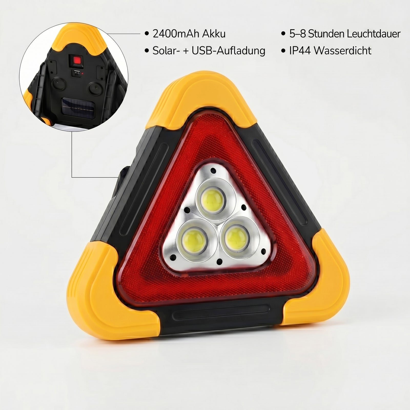 Livmore Solar-Stativleuchte mit Powerbank-Funktion, tragbares Dreibein-Design, wiederaufladbar, Ladezeit ca. 2-3 Stunden