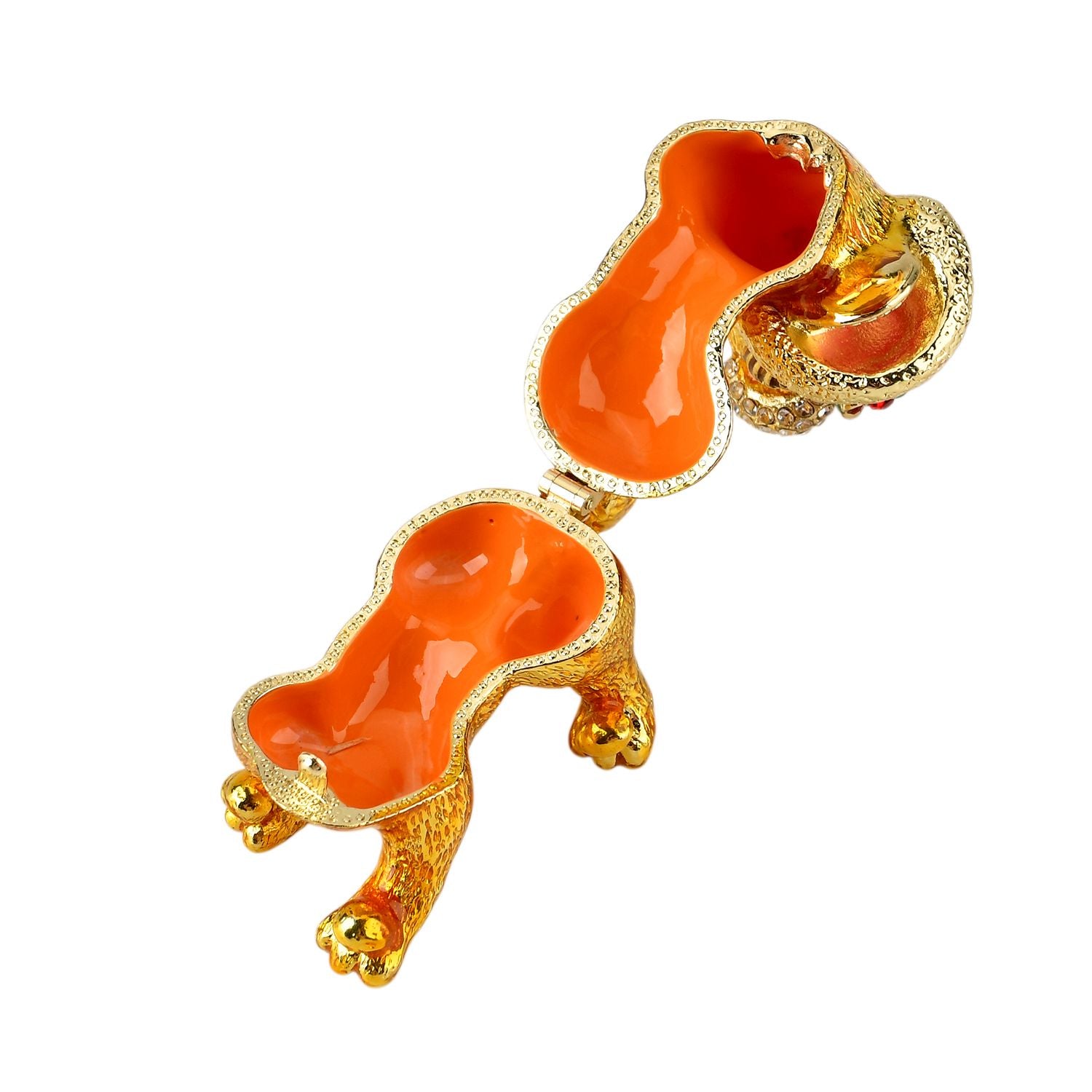 Löwen Schmuckschatulle mit Kristallbesatz, Metall, 12 x 7 cm, Goldfarben