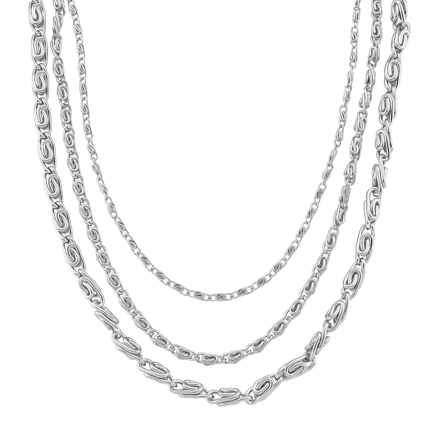 Mehrreihiges Byzantiner Collier, Nickelfreies Messing, ca. 47 cm + 3.5 cm Extender, Silberfarben