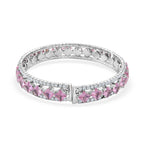 Rosa Zirkonia, Weißer Zirkonia Armreif, Flexibles (ca. 18-19 cm), Nickelfreies Messing