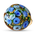 IL MURANO DI FRANCESCA - Blauer MILLEROSE CABOCHON Ring 925 Silber 750 Gelbgold Vermeil (Größe 18.00)
